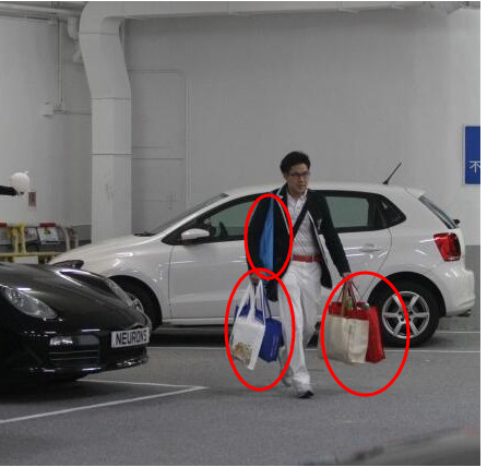 提著滿載商品的無紡布購物袋的霍啟剛 提著滿載商品的無紡布購物袋的霍啟剛